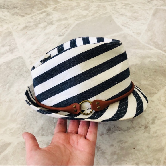 Accessories - Navy & white striped Fedora hat